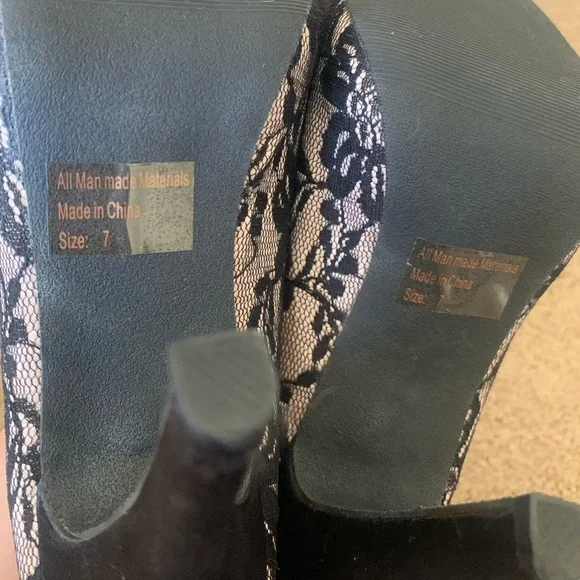 Charming Charlie Blade and Nude Lace Bow Tie Heels - Picture 4 of 7